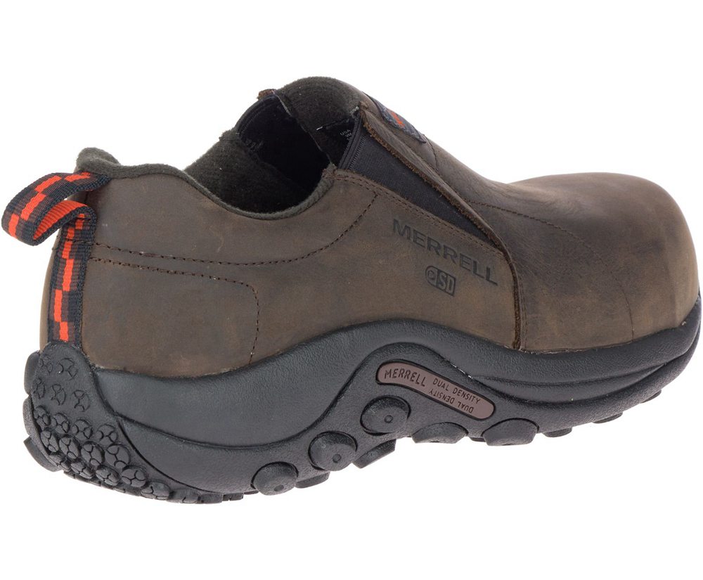 Merrell Slip Ons Brown - Jungle Moc Leather Comp Toe SD+ Wide Width - Mens 07VQFPKLR